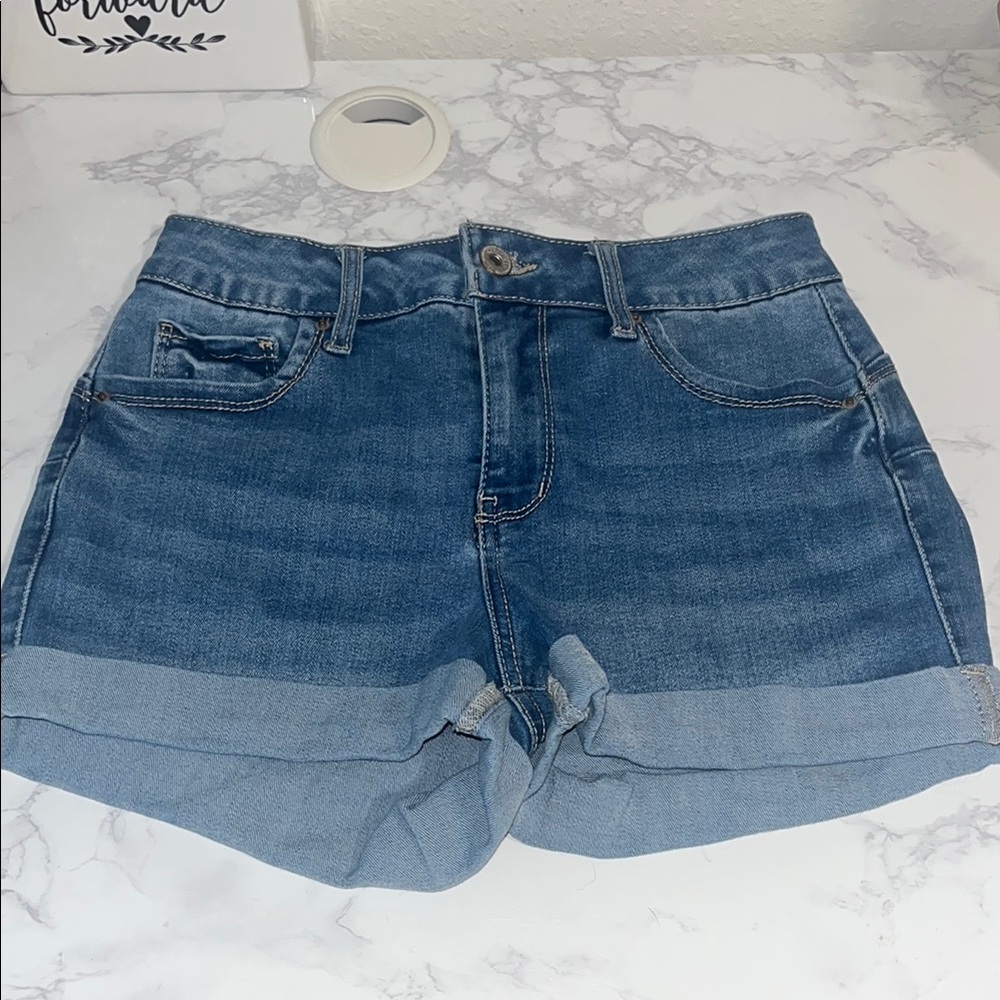 Wax Jean Blue Cuffed Jean Shorts